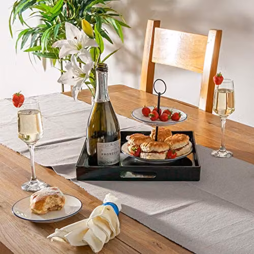 Argon Tableware Pack of 6 Black Square Melamine Serving Trays with Handles, 33 cm – 3