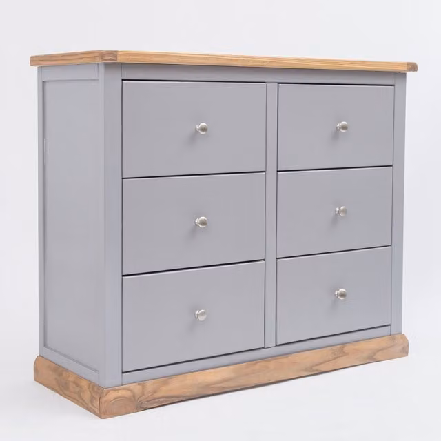 Cabinet Bits Biccari 6 Drawer Chest of Drawers in Grey with Chrome Knobs