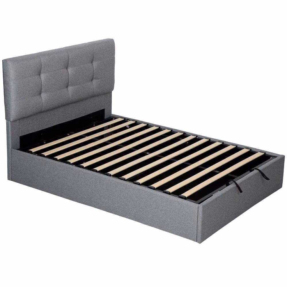 Wyld Haus Sutto Double Ottoman Bed with Gas Lift Storage, Grey, W/D/H: 140 x 200 x 106 cm – 2
