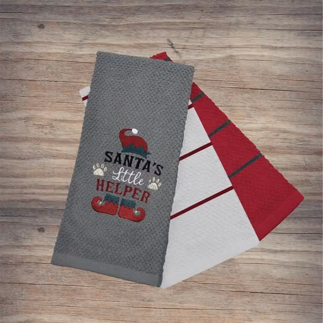 Noel Square 3 Pack Highly Absorbent Cotton Tea Towels in Grey