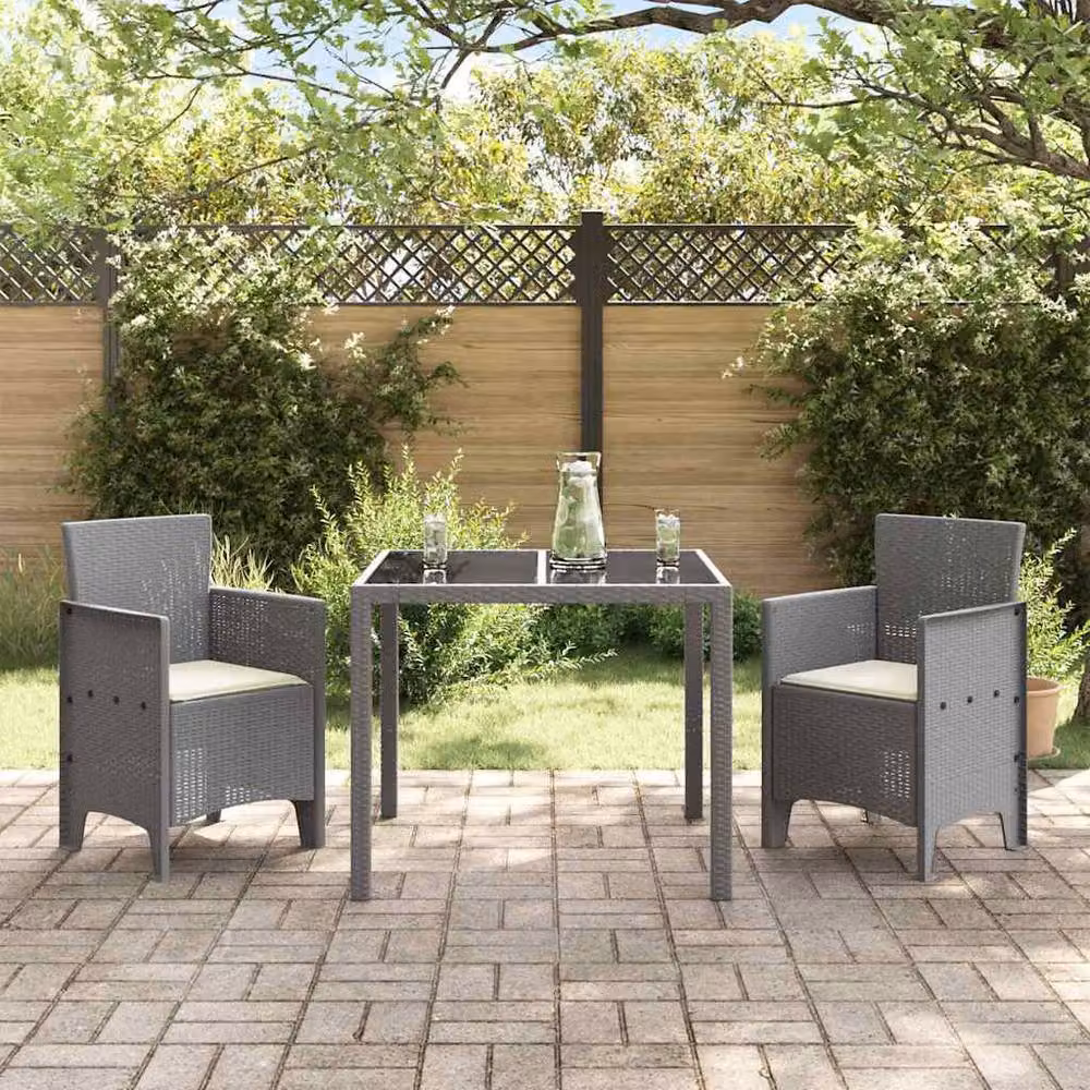 Berkfield Home Set of 2 Modern Garden Chairs in Grey and White Polypropylene and Metal – 3