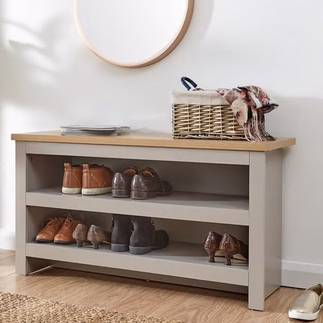 GFW Lancaster Simple Grey Shoe Rack Bench – 1