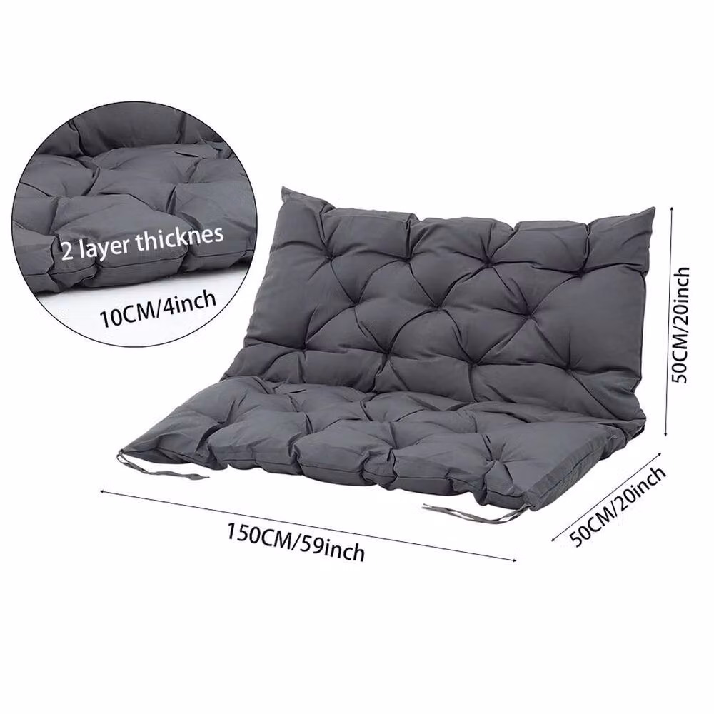 VOGREX 3 Seater Waterproof Porch Swing Cushion with Backrest in Grey – 2