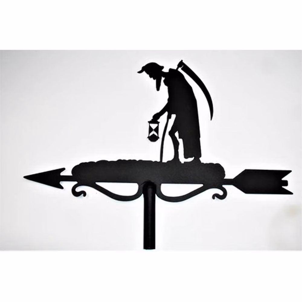 Buttercup Farm Mini Old Father Time Weathervane in Black Steel, W38 x D38 x H54 cm – 4