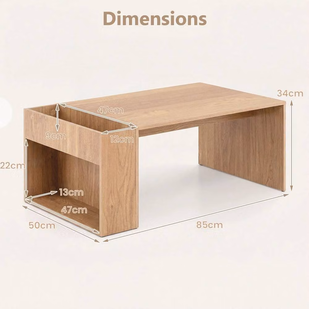 FORGEVIO Brown Wood Coffee Table with Double-Layer Storage – 2