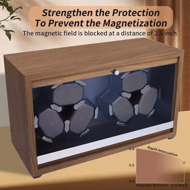 KORVIXA 6 Slot Automatic Mechanical Watch Box with Mute Motor in Brown