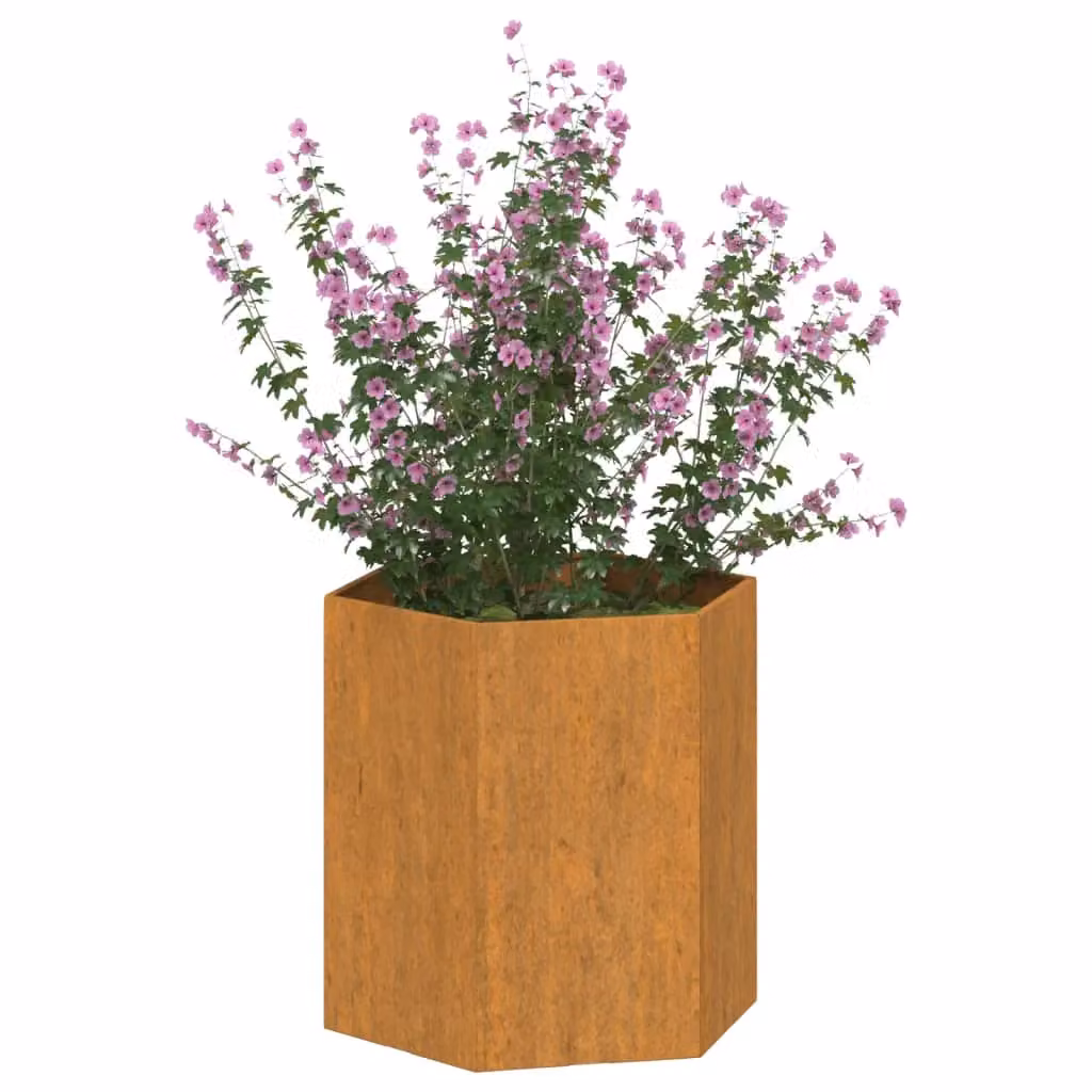 Berkfield Home Rusty Corten Steel Planter Tub in Brown, W/D/H: 40 x 40 x 45 cm – 3