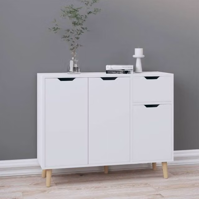 Berkfield Home White Sideboard in Engineered Wood W/D/H: 90 x 30 x 72 cm – 1