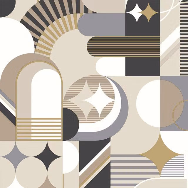 Muriva Pop Carnival Geo Taupe Multicolour Yellow