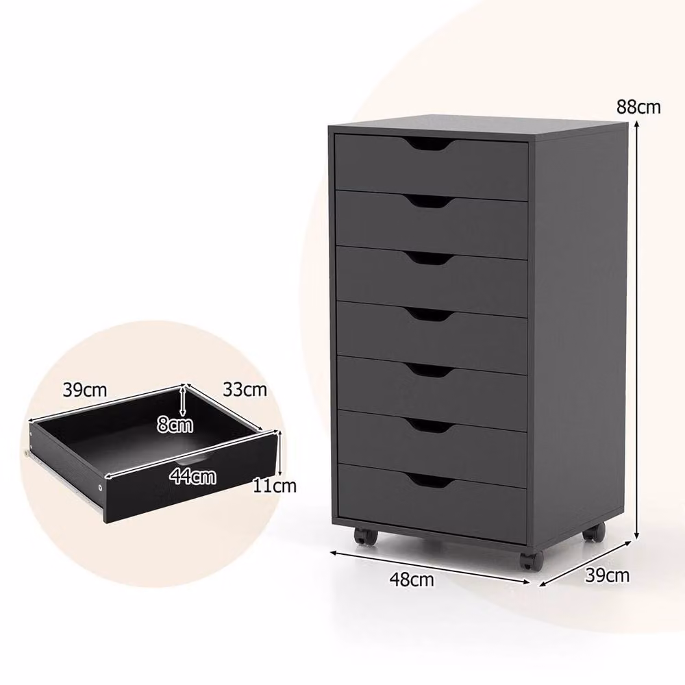 VOGREX 7-Drawer Rolling Storage Dresser in Black for Home Office and Bedroom – 2
