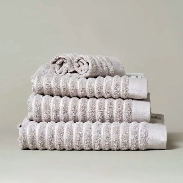 Misona Luxury Striped Bath Towel in Grey, 100% GOTS Organic Cotton