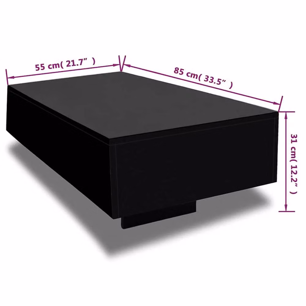 Berkfield Home Modern High Gloss Black Rectangular Coffee Table – 5