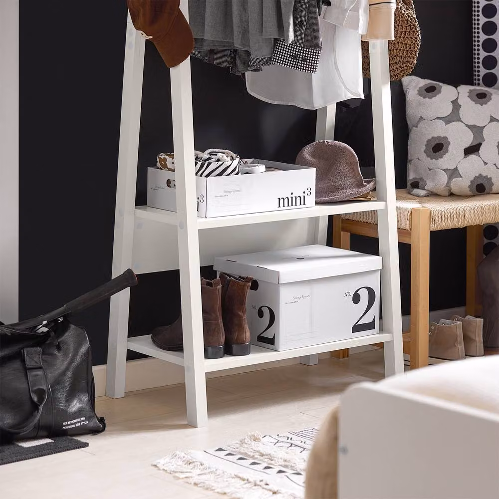 SoBuy A-Frame Freestanding Coat Rack with Dual Hook and Rail Matrix in White – 3