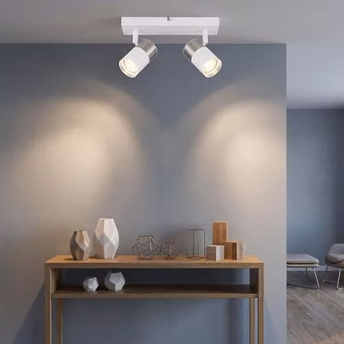 Globo Lighting Modern White Adjustable Ceiling Spotlight with 2 GU10 Bulbs – 3