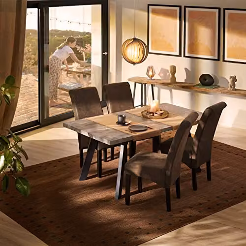 tectake Set of 2 Modern Dining Chairs with Synthetic Leather and Wood Legs in Grey – 2
