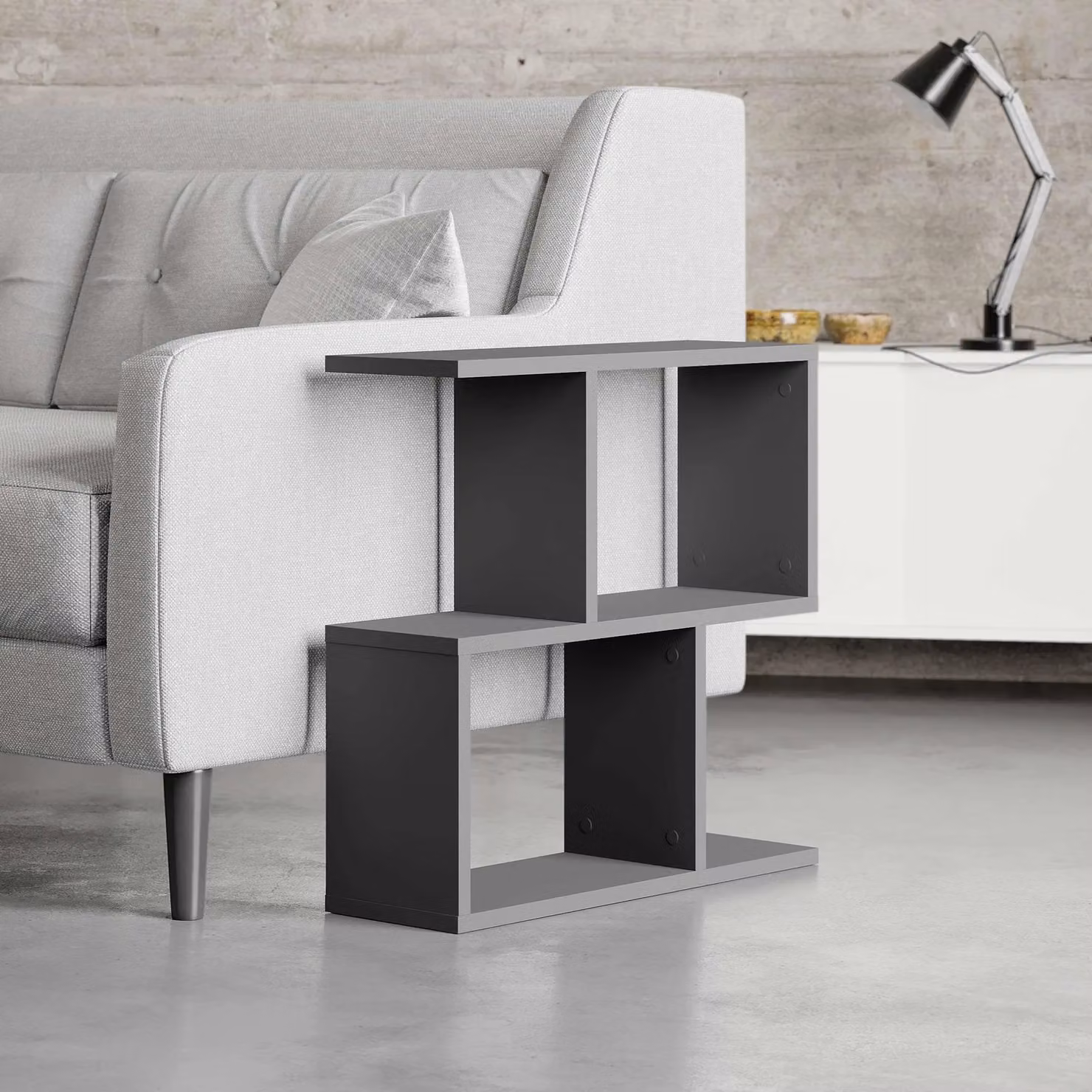 Decortie Homemania Modern 4-Compartment Side Table in Dark Grey, W/D/H: 60 x 60 x 60 cm – 2