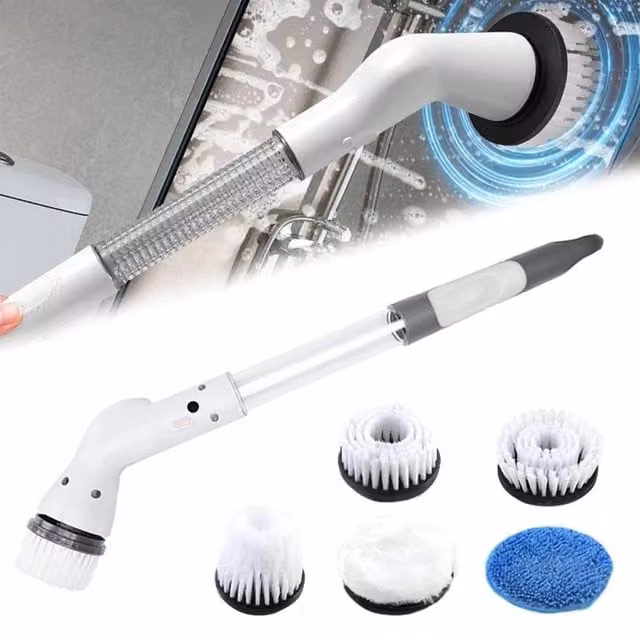 SPETLEK Model A Handheld Scrubber Cleaning Brush with 5 Heads in White