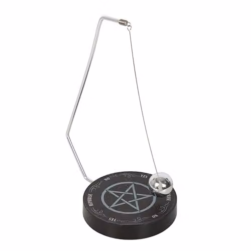 KDMD Gothic Pentagram Pendulum Decision Maker in Silver and Black Metal