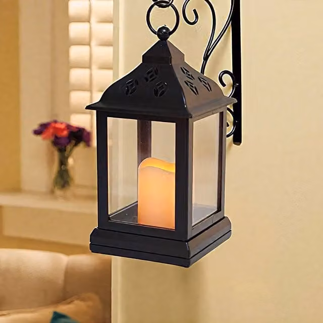 Bright Zeal 2-Piece Vintage Decorative Candle Lanterns in Black