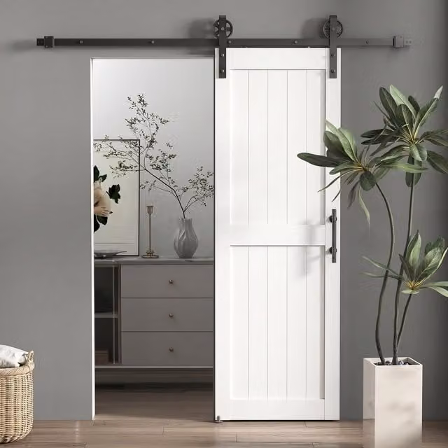 HOMCOM White Sliding Barn Door Kit with Track, Width: 71.5 cm