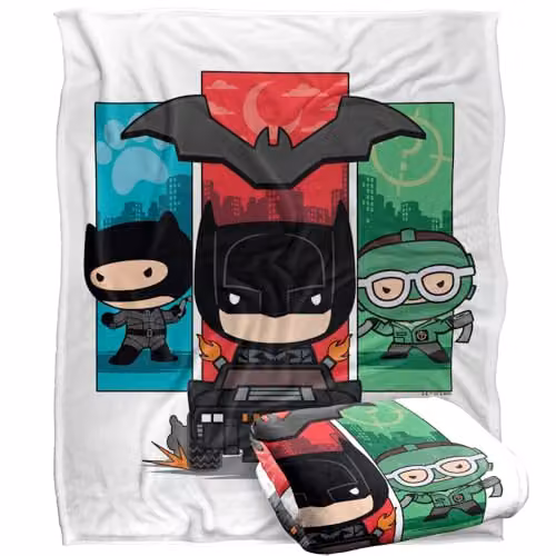LOGOVISION The Batman (2022) Catwoman and Riddler Chibi Panels Super Soft Fleece Throw Blanket, Multicolour, W: 152 cm, D: 127 cm – 1