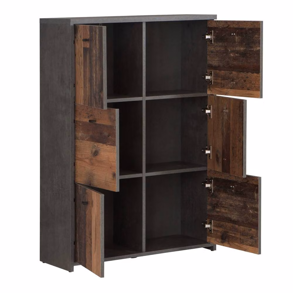 Wyld Haus Willowmere 6 Door Grey Wood Industrial Storage Cabinet W/H/D: 112.5 x 77.1 x 29.6 cm – 3