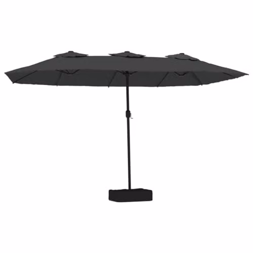 vidaXL Double-Head Cantilever Garden Parasol with LEDs, Anthracite, W: 449 cm, H: 265 cm – 1
