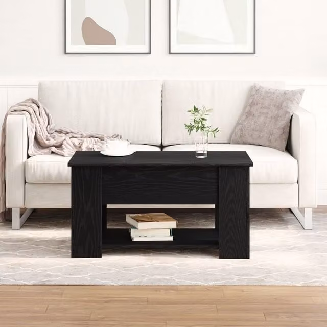 Berkfield Home Black Oak Coffee Table with Lift Mechanism, W: 79 cm, D: 49 cm, H: 42.5 cm