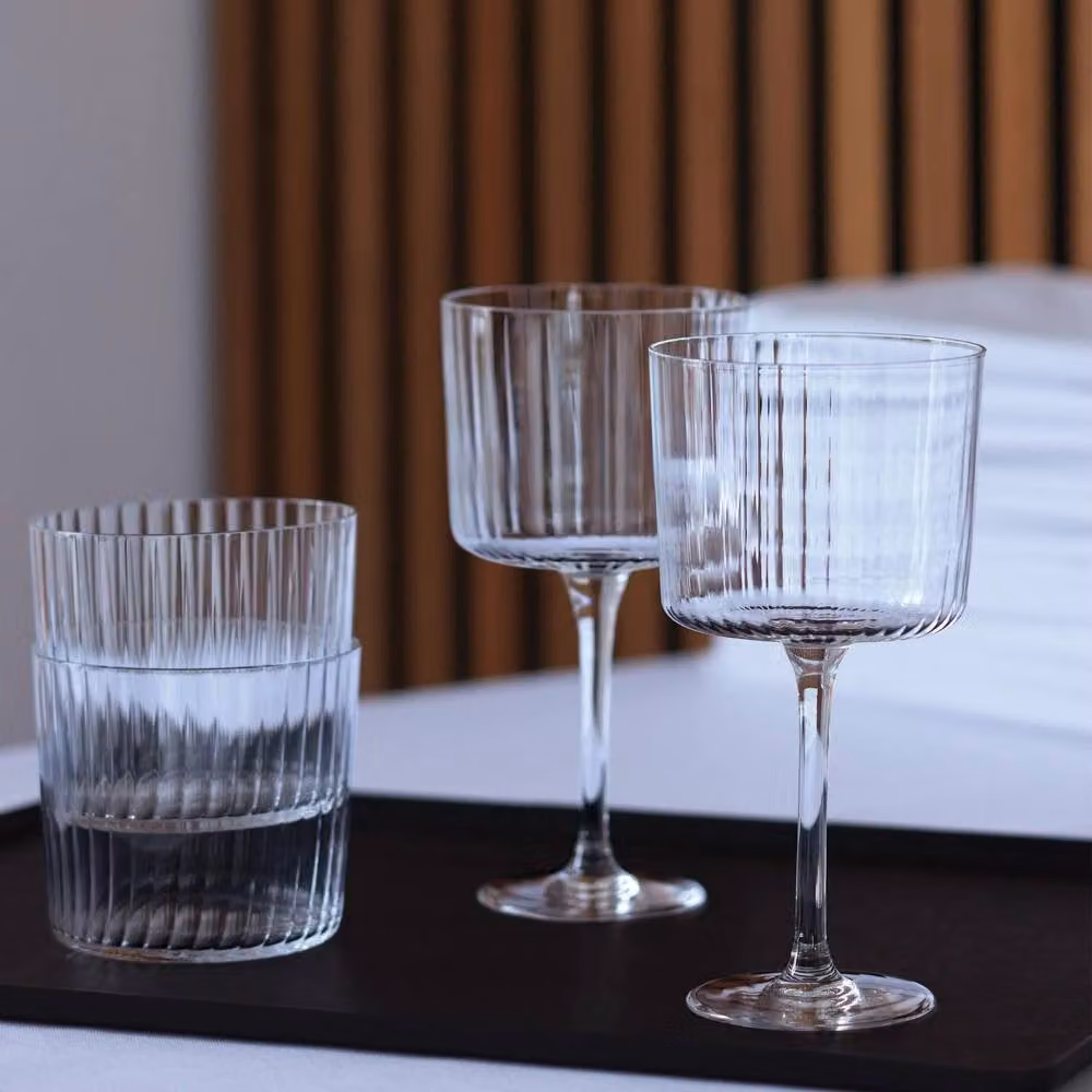 LSA International Gio Line Striped Wine Glass Set of 4, 250ml, Transparent – 3