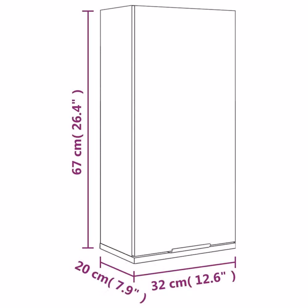 Berkfield Home Wall-mounted Bathroom Cabinet in Smoked Oak Brown, W/D/H: 32 x 20 x 67 cm – 5