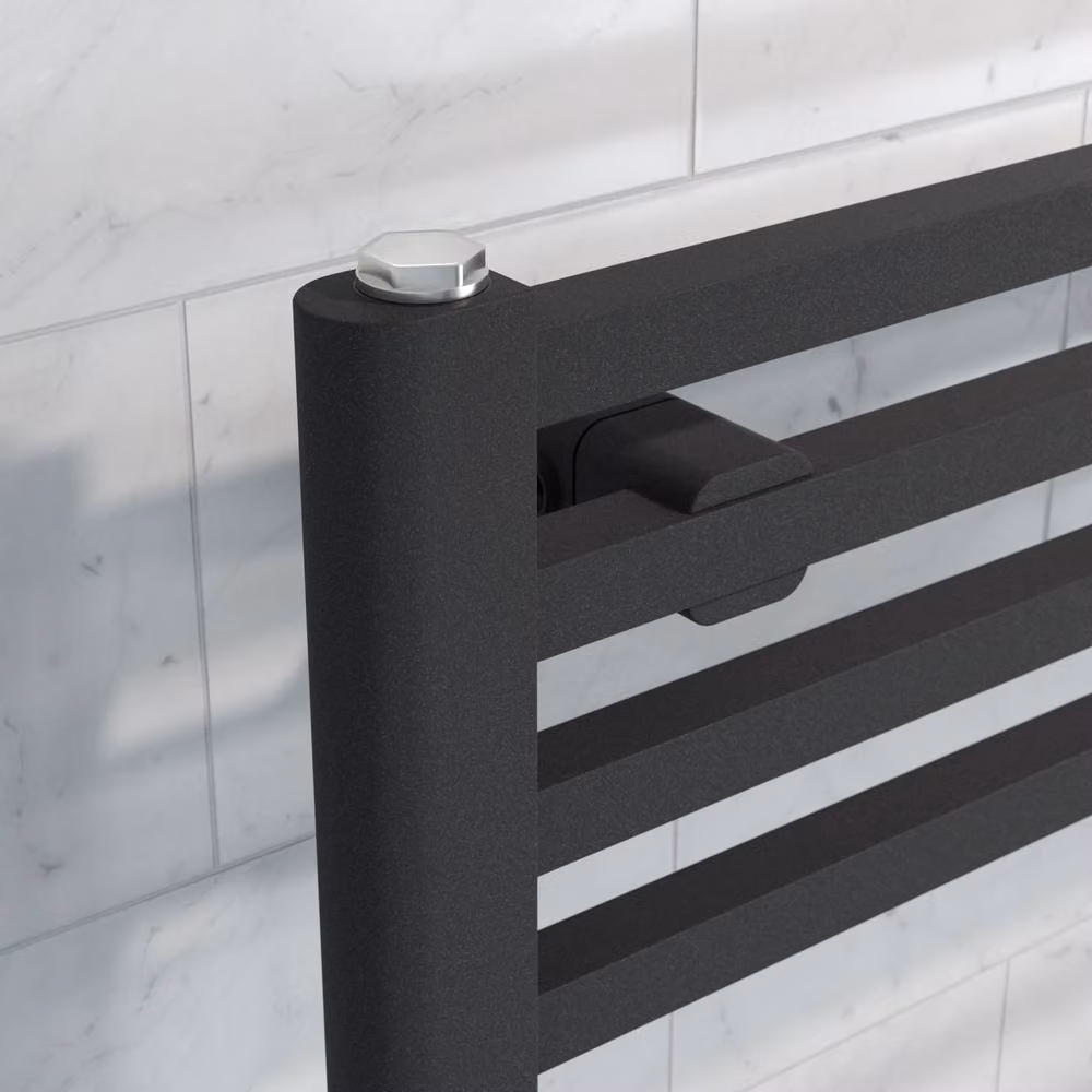 Bathroom Kingdom Eros Black Straight Wall Mounted Heated Towel Rail H: 67.7 cm, W: 50 cm – 2
