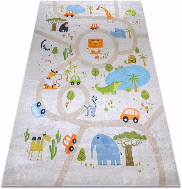 RugsX Bambino Kids Motif Rug in Beige and Multicolour, W: 160 cm, L: 220 cm