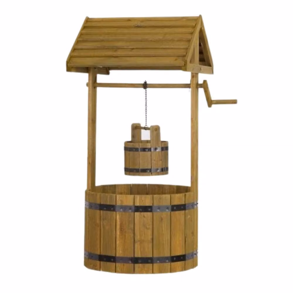 Marco Paul Brown Rustic Wood Garden Wishing Well Cascade – 2