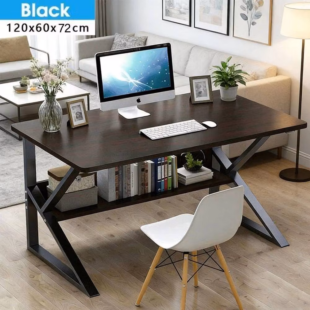 NESTLUNE Black Computer Desk with Shelf for Home Office – 5