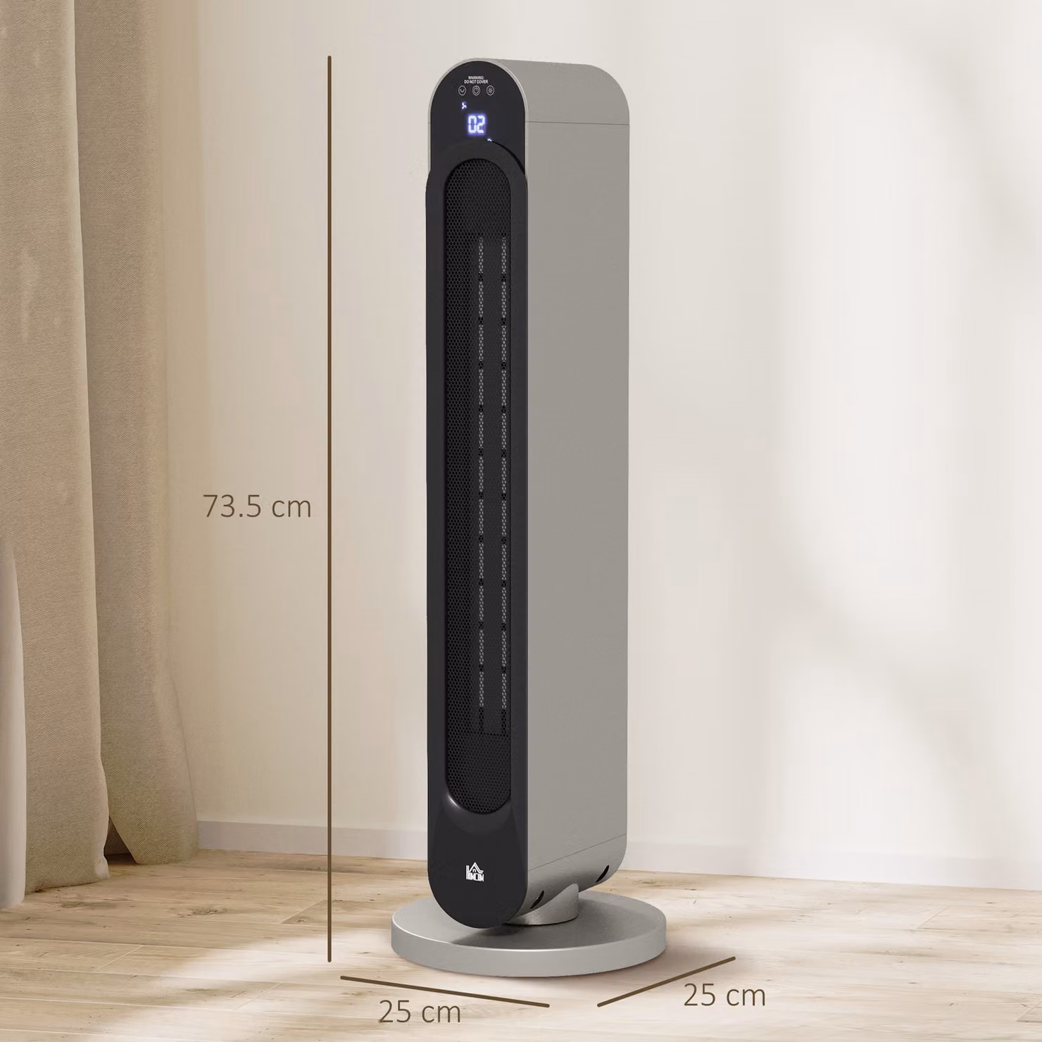 HOMCOM 2200W Ceramic Fan Heater in Silver with Remote Control, Timer and 45 Degree Oscillation – 3