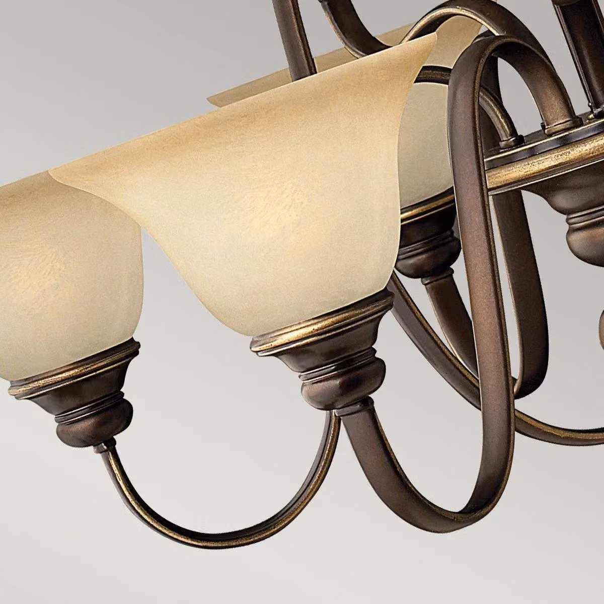 Netlighting Cello 9 Light Multi Arm Chandelier in Antique Bronze and Brown with Faux Alabaster Glass – 4