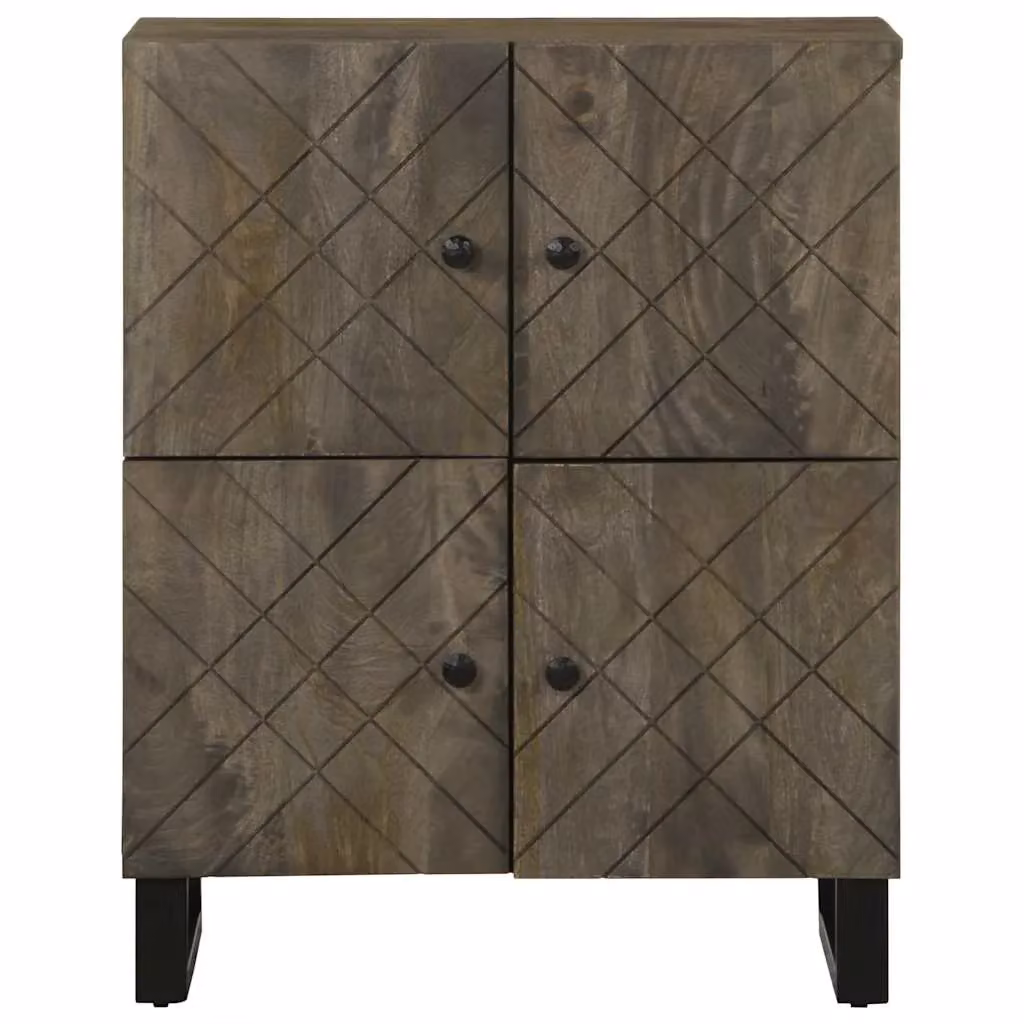 Berkfield Home Black Mango Wood Industrial Sideboard, W: 60 cm, D: 33 cm, H: 75 cm – 2