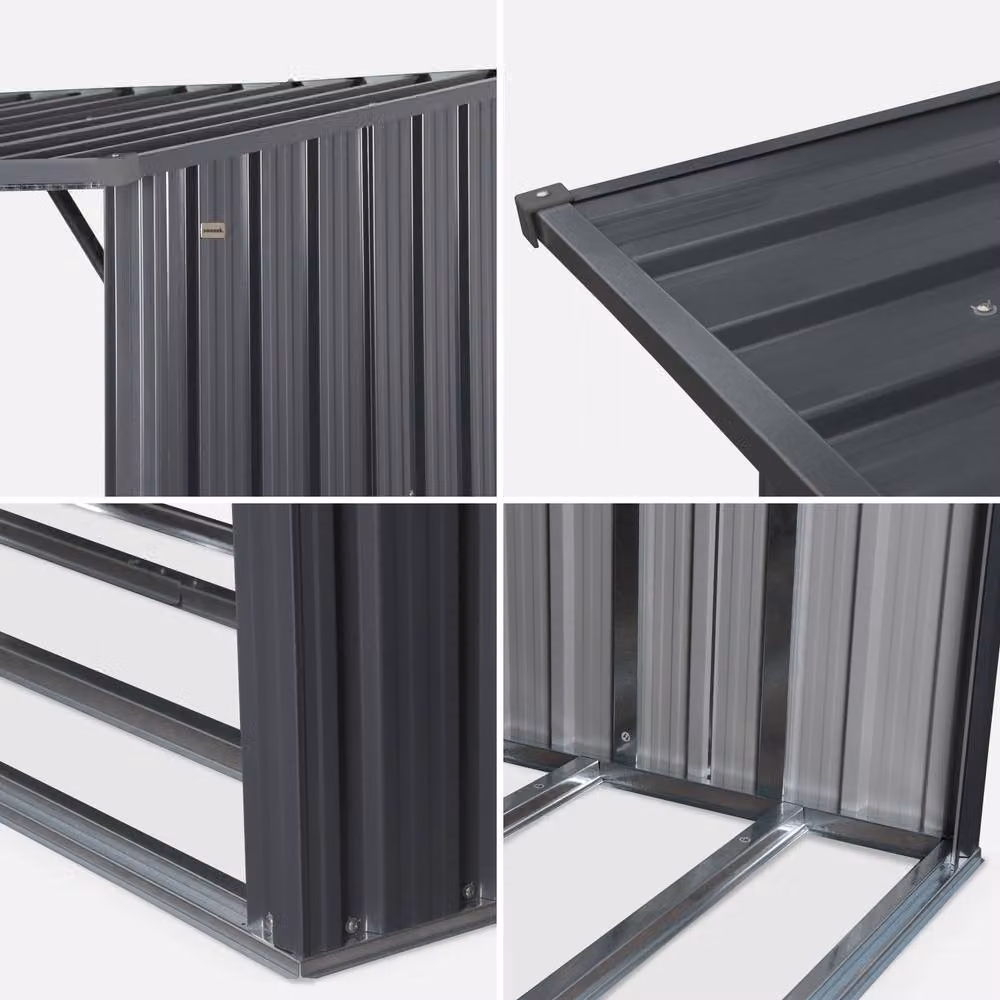 sweeek Modern Galvanised Steel Firewood Storage Shed in Anthracite Grey, W/D/H: 80 x 80 x 215 cm – 3