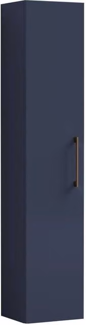 Balterley Bramshall 1 Soft Close Door Tall Storage Unit in Blue with Brushed Bronze Details, W: 30 cm – 1
