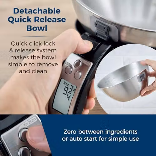 Tower 3-in-1 Digital Jug Scale with 1.5L Stainless Steel Bowl, 5kg Capacity, Black – 7