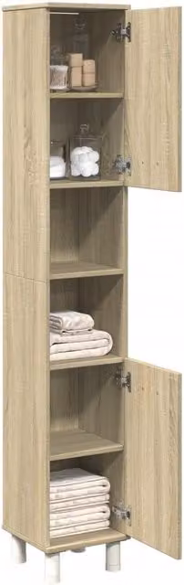 Berkfield Home Sonoma Oak Bathroom Cabinet, Brown/Beige, W/D/H: 30.5 x 30 x 179 cm – 1