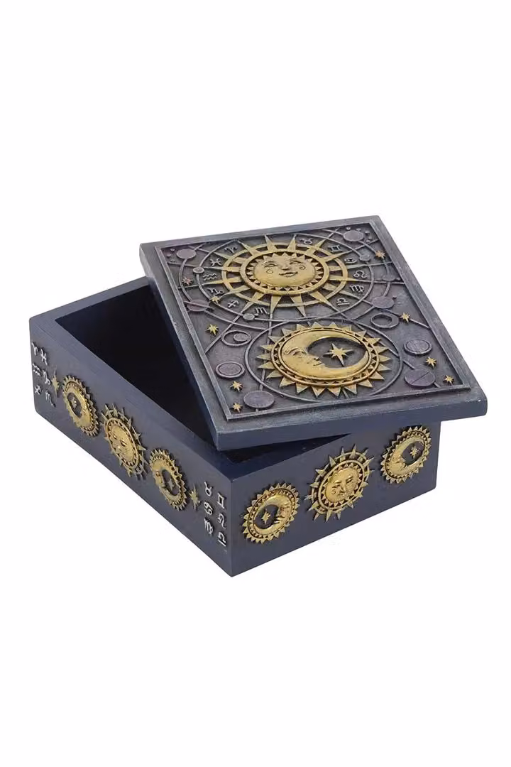 KDMD Sun & Moon Resin Storage Box in Grey and Gold – 2