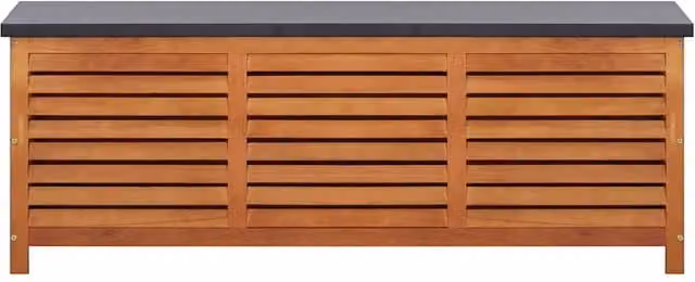 Berkfield Home Garden Storage Box in Brown Solid Oiled Eucalyptus Wood, W/D/H: 150 x 50 x 55 cm