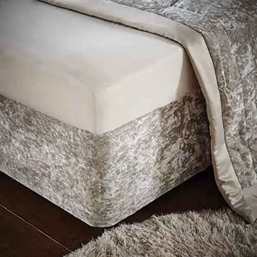 Catherine Lansfield Crushed Velvet Double Divan Base Wrap in Natural