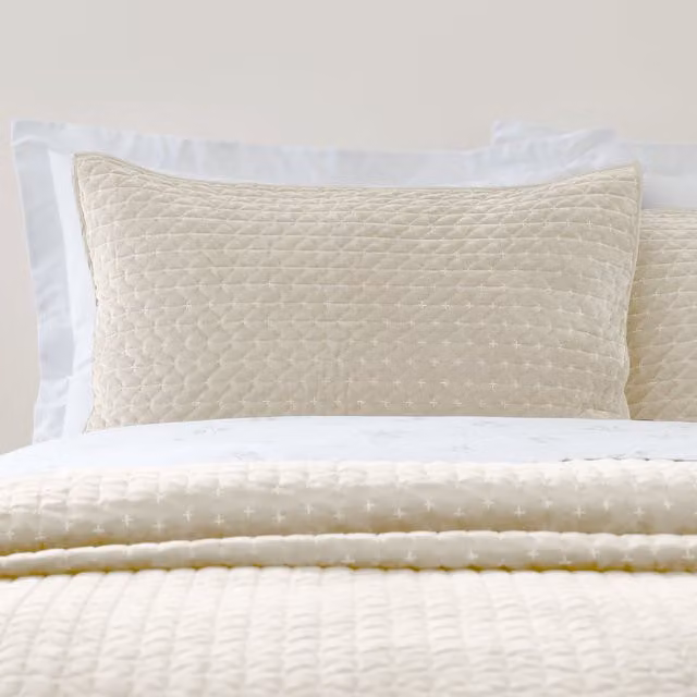Bianca Attica Velvet Pillow Protector in Beige