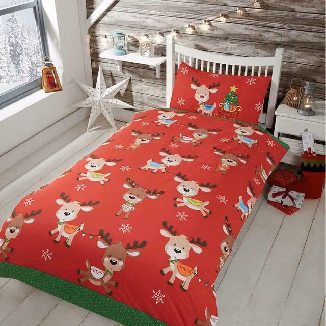 Rapport Home Rudolph Friends Christmas Polycotton Duvet Set and Pillowcase in Multicolour