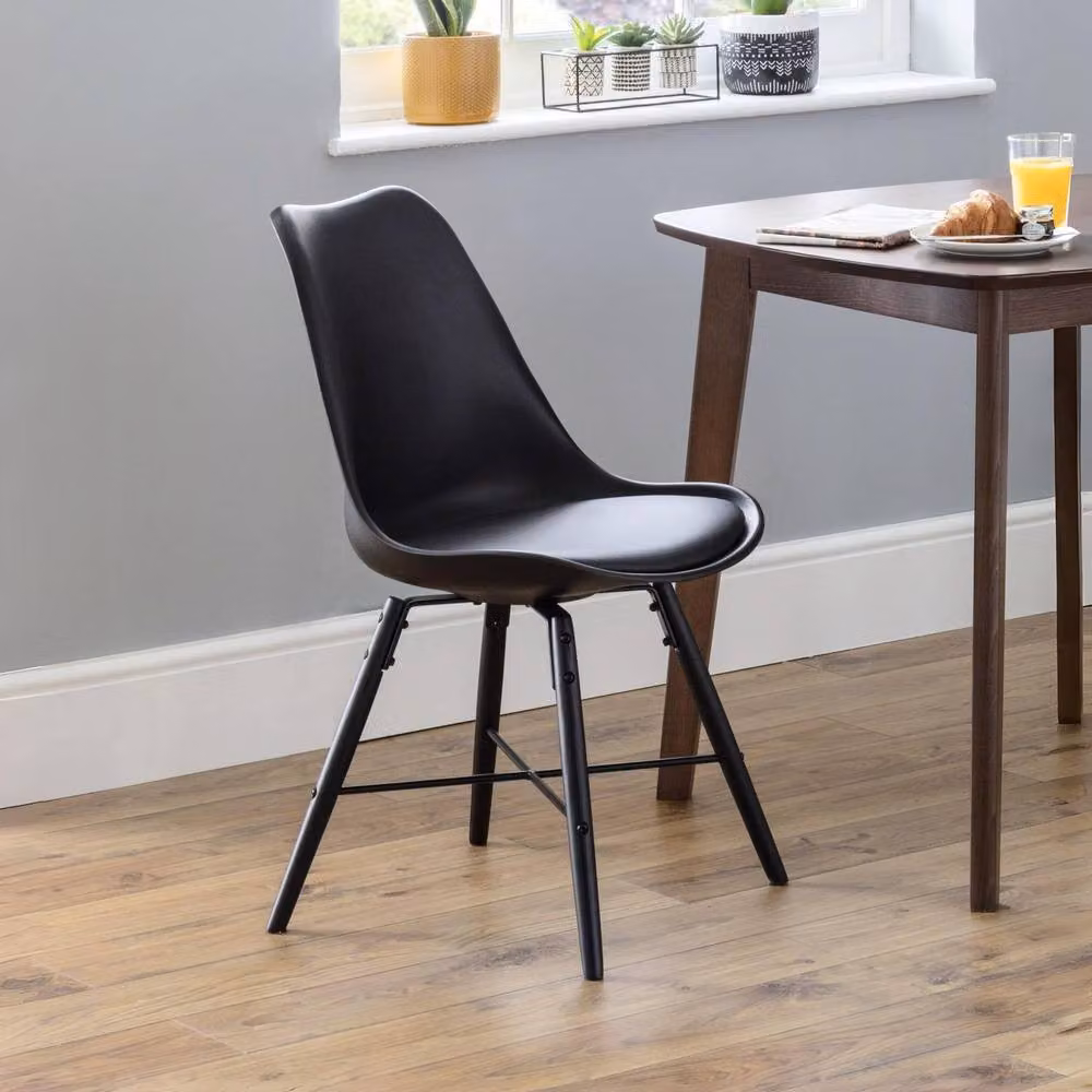 Cheshire Rosedale Set of 2 Industrial Dining Chairs in Black with Matt Metal Legs – 3