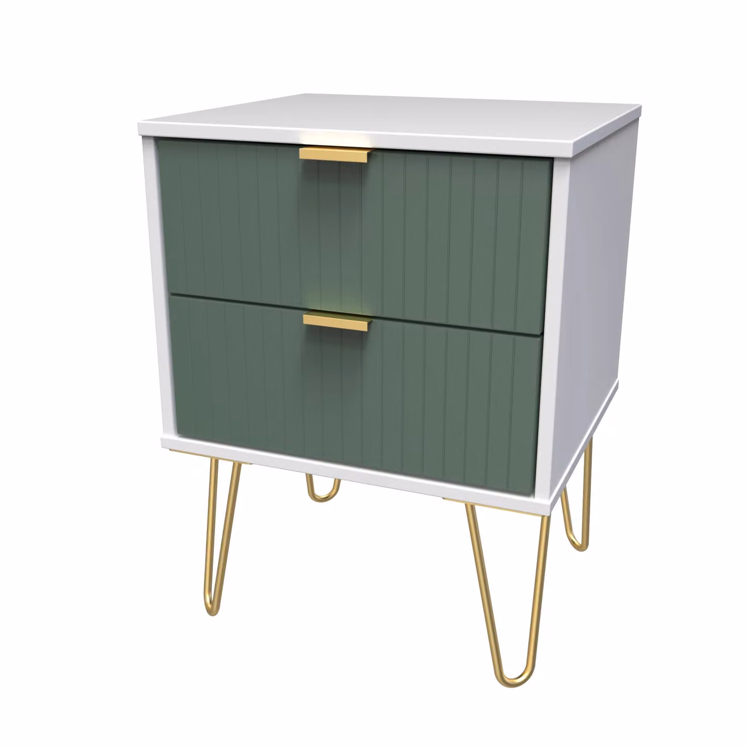 2 U Bexley 2 Drawer Bedside Cabinet in Green and Gold – 2