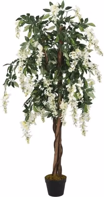 Berkfield Home Artificial Wisteria Tree in Green and White, Height: 150 cm – 1