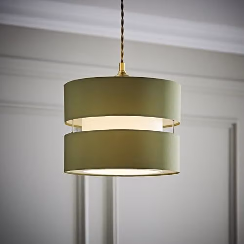 ValueLights Sophia 2 Tier Drum Easy Fit Ceiling Light Shade in Green, Width: 26 cm – 2
